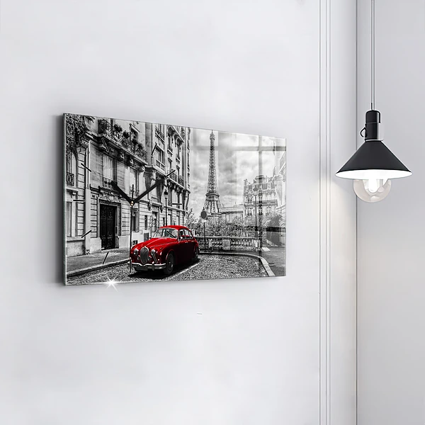 Horizontale Uhr mit motiv Altes Auto Stadt