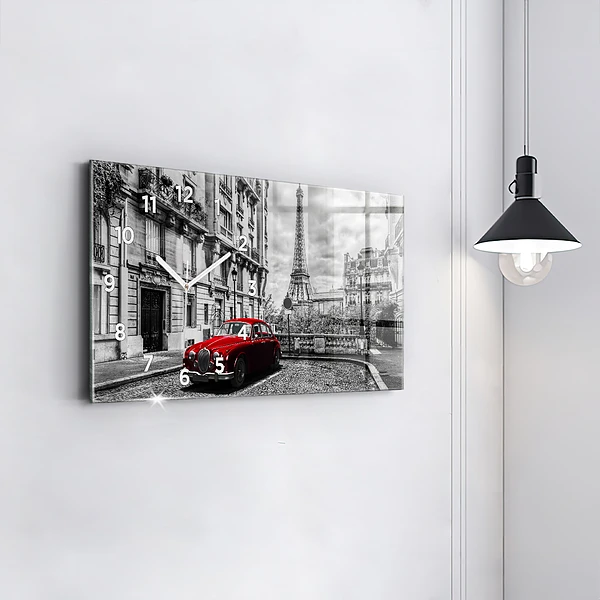 Horizontale Uhr mit motiv Altes Auto Stadt