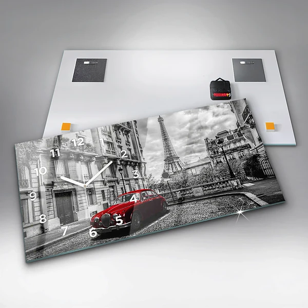 Horizontale Uhr mit motiv Altes Auto Stadt