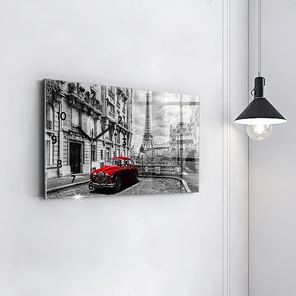 Horizontale Uhr mit motiv Altes Auto Stadt