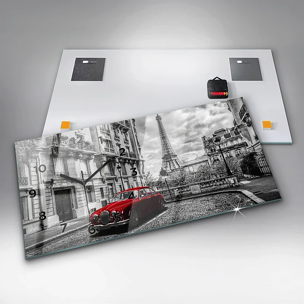 Horizontale Uhr mit motiv Altes Auto Stadt