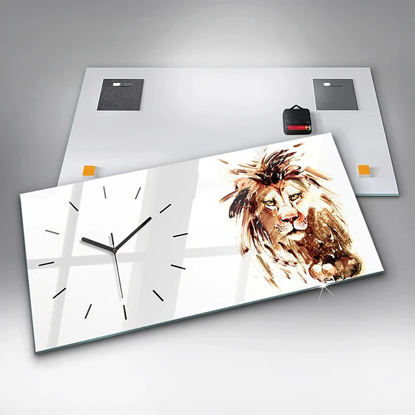 Horizontale Uhr mit motiv Illustration eines braunen Löwen
