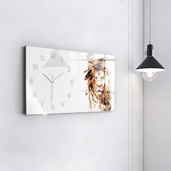 Horizontale Uhr mit motiv Illustration eines braunen Löwen