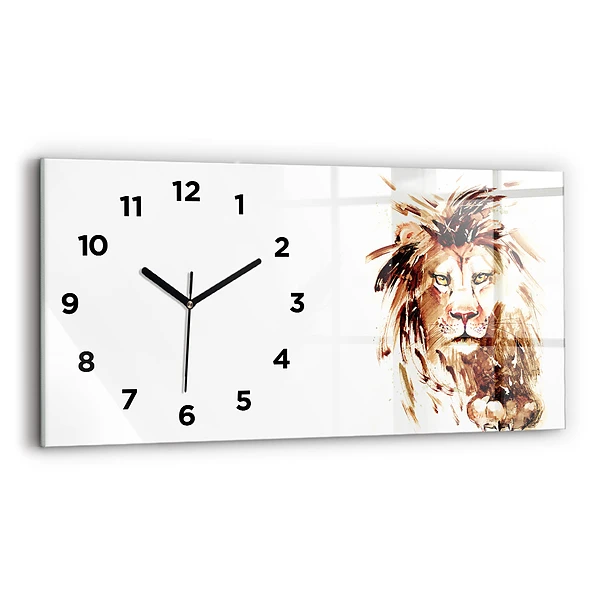 Horizontale Uhr mit motiv Illustration eines braunen Löwen