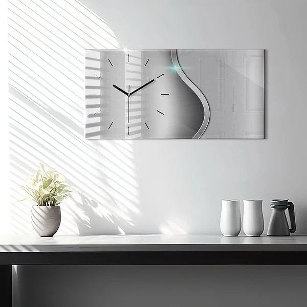 Horizontale Uhr mit motiv Graues Metall Abstraktion