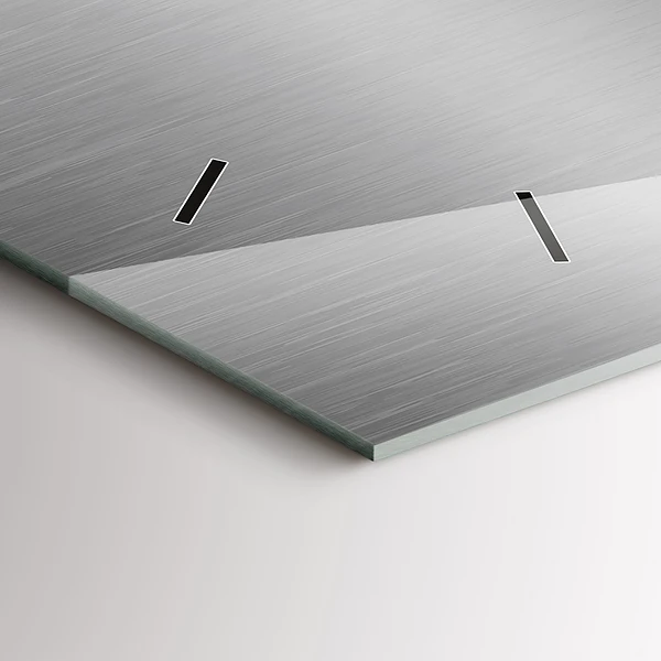 Horizontale Uhr mit motiv Graues Metall Abstraktion