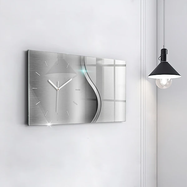 Horizontale Uhr mit motiv Graues Metall Abstraktion