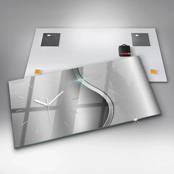 Horizontale Uhr mit motiv Graues Metall Abstraktion