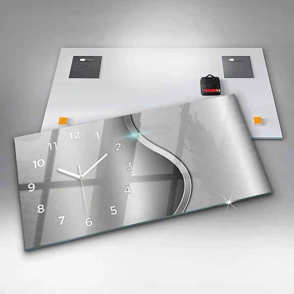 Horizontale Uhr mit motiv Graues Metall Abstraktion