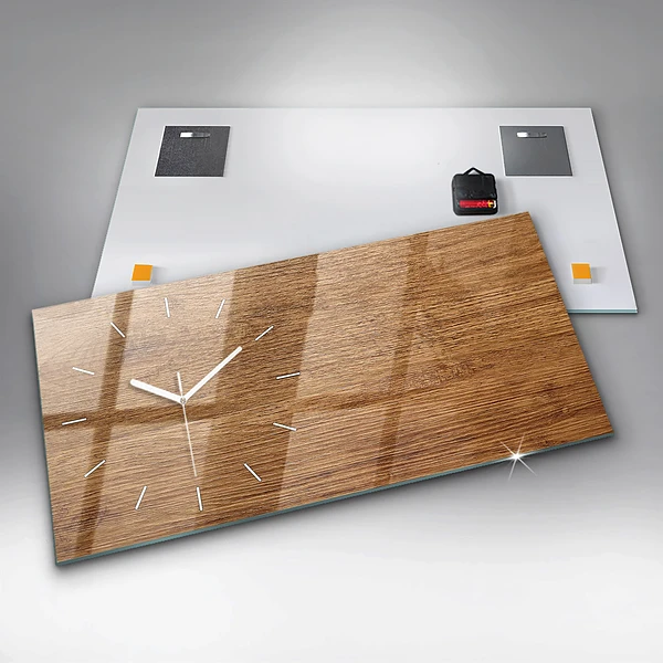 Horizontale Uhr mit motiv Helles Holz