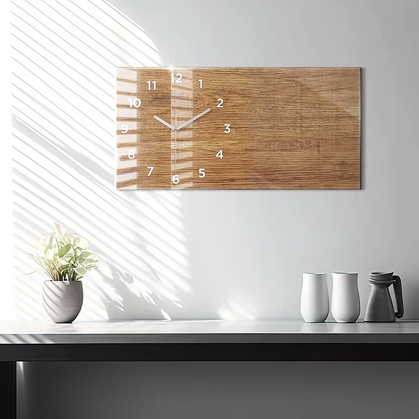 Horizontale Uhr mit motiv Helles Holz