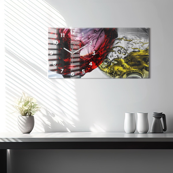 Horizontale Uhr mit motiv Weingläser