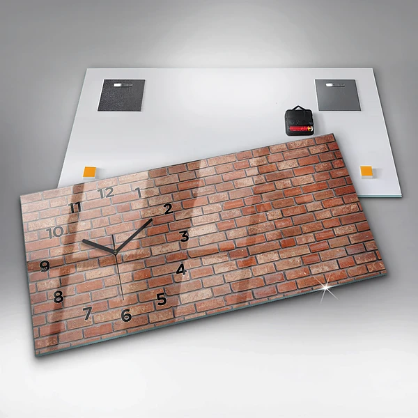 Horizontale Uhr mit motiv Backsteinmauer