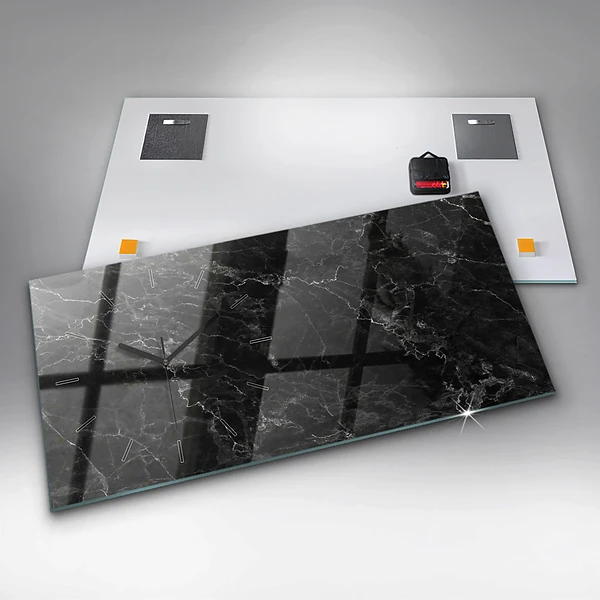 Horizontale Uhr mit motiv Dunkler Marmor