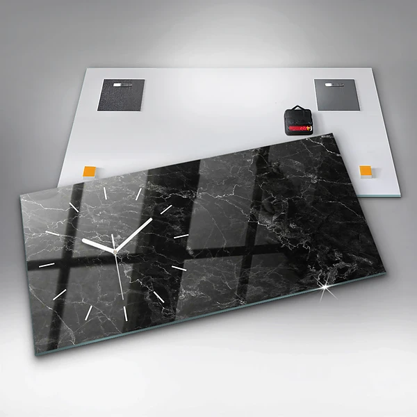 Horizontale Uhr mit motiv Dunkler Marmor