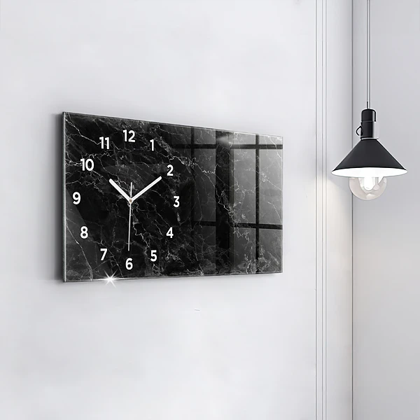 Horizontale Uhr mit motiv Dunkler Marmor