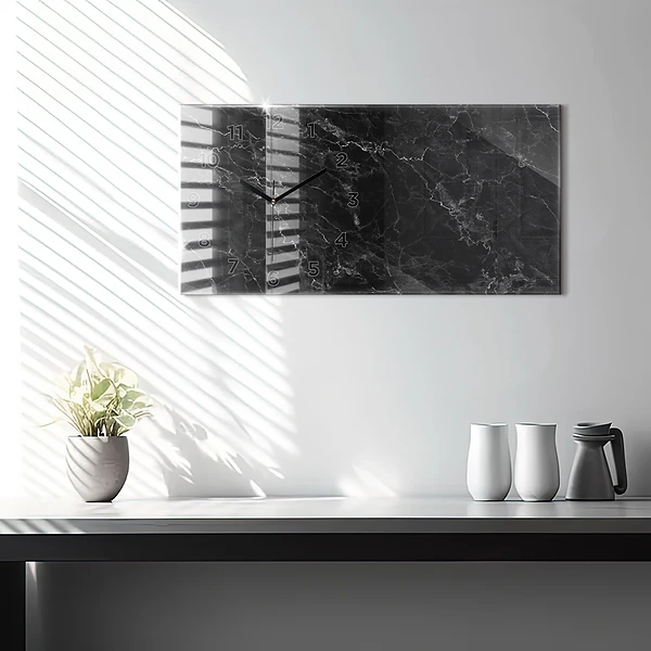 Horizontale Uhr mit motiv Dunkler Marmor