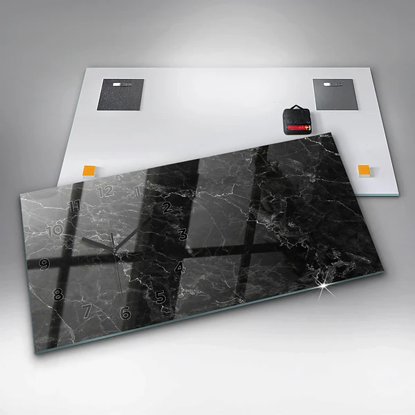 Horizontale Uhr mit motiv Dunkler Marmor