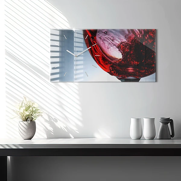 Horizontale Uhr mit motiv Weinglas