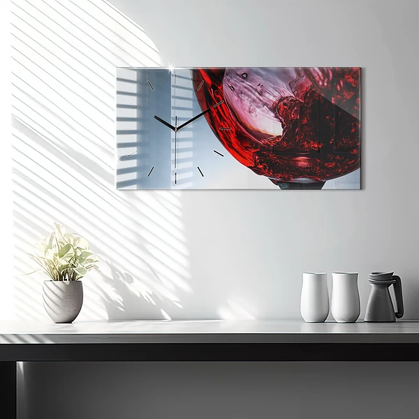 Horizontale Uhr mit motiv Weinglas