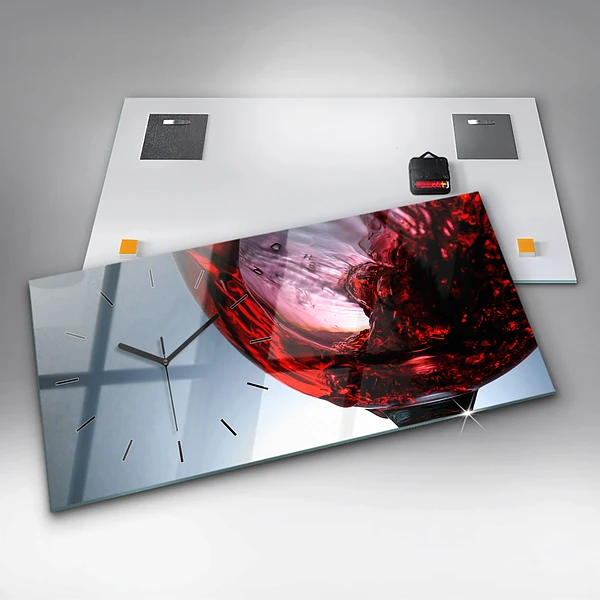 Horizontale Uhr mit motiv Weinglas