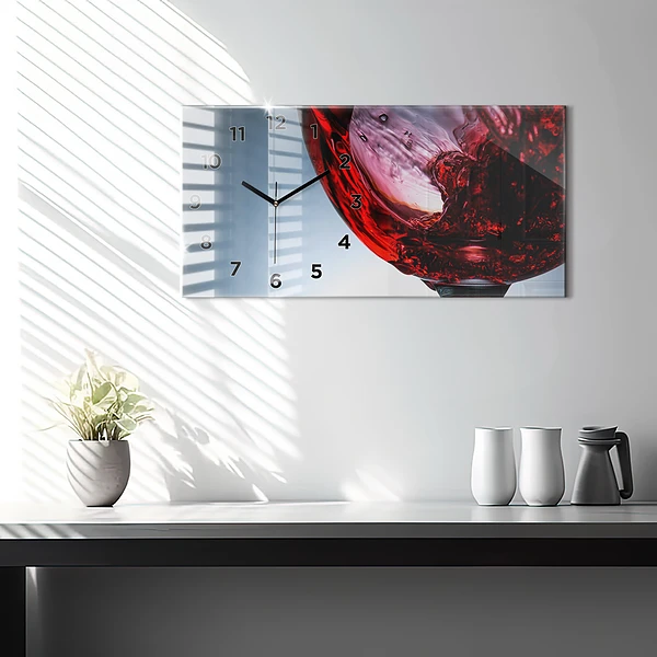 Horizontale Uhr mit motiv Weinglas