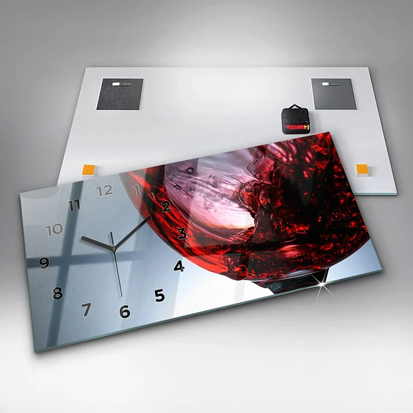Horizontale Uhr mit motiv Weinglas