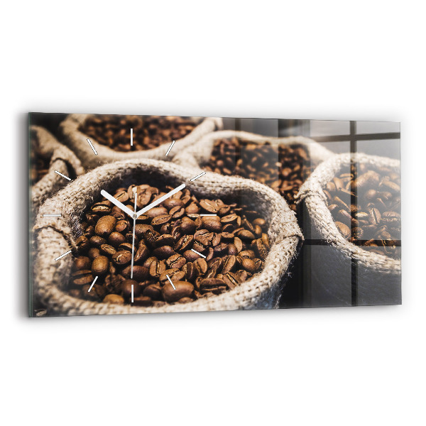 Horizontale Uhr Säcke mit Kaffee