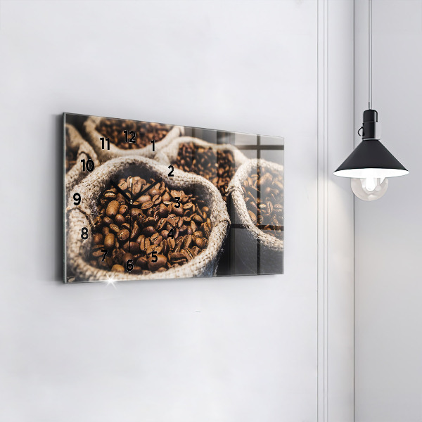Horizontale Uhr Säcke mit Kaffee