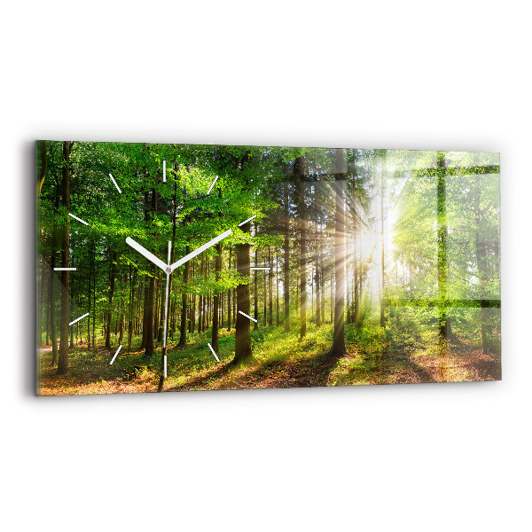 Horizontale Uhr Sonnenaufgang im Wald