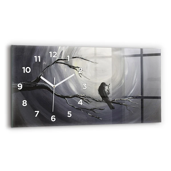 Horizontale Uhr mit motiv Rabe im Mondlicht