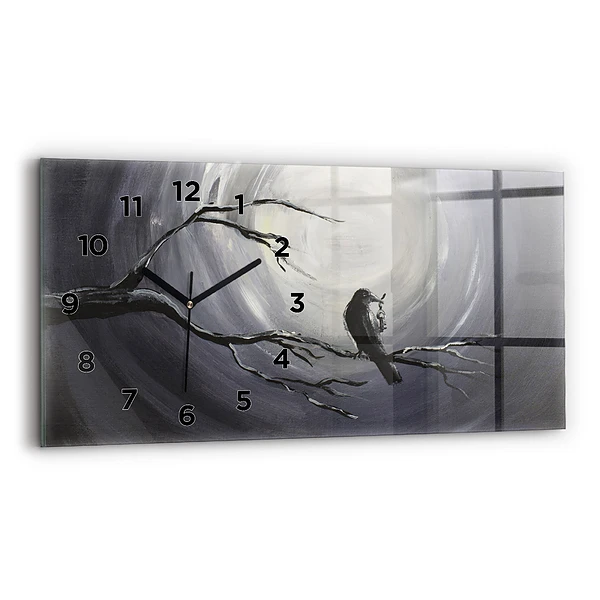 Horizontale Uhr mit motiv Rabe im Mondlicht