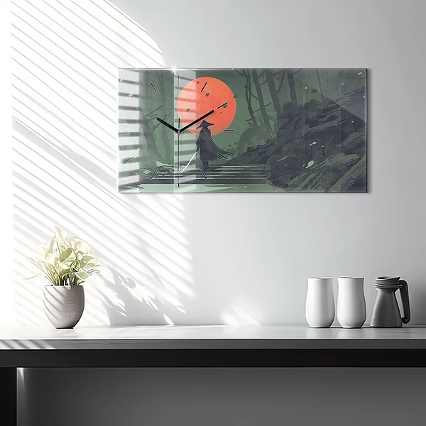 Horizontale Uhr Samurai im Wald