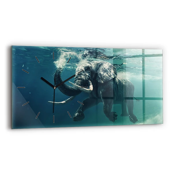 Horizontale Uhr mit motiv Schwimmender Elefant im Ozean