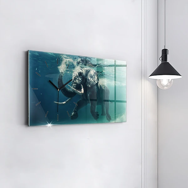 Horizontale Uhr mit motiv Schwimmender Elefant im Ozean