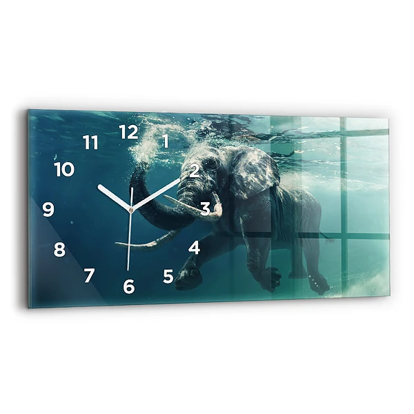 Horizontale Uhr mit motiv Schwimmender Elefant im Ozean
