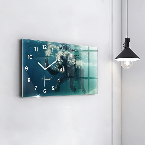 Horizontale Uhr mit motiv Schwimmender Elefant im Ozean