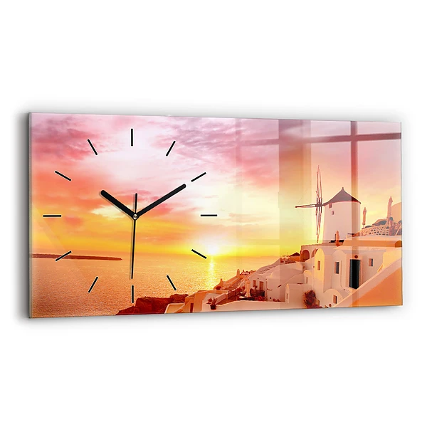 Horizontale Uhr mit motiv Alte Windmühle in Santorini