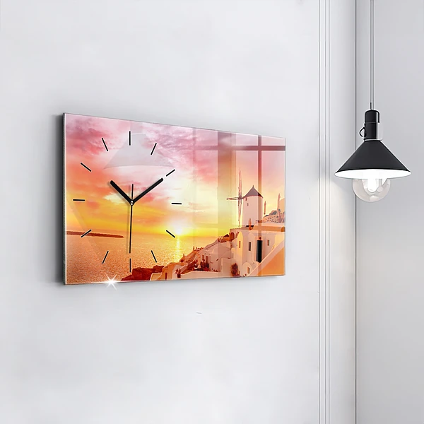Horizontale Uhr mit motiv Alte Windmühle in Santorini