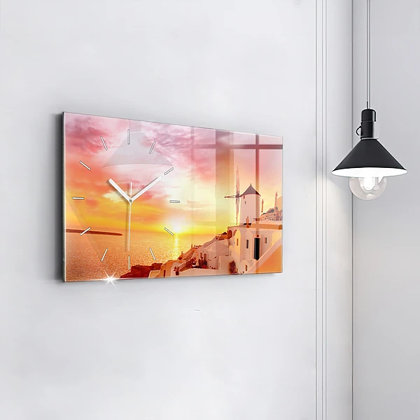 Horizontale Uhr mit motiv Alte Windmühle in Santorini