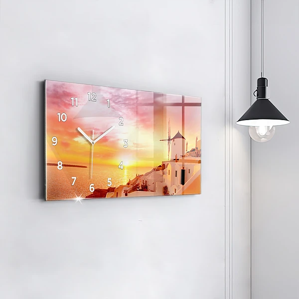 Horizontale Uhr mit motiv Alte Windmühle in Santorini