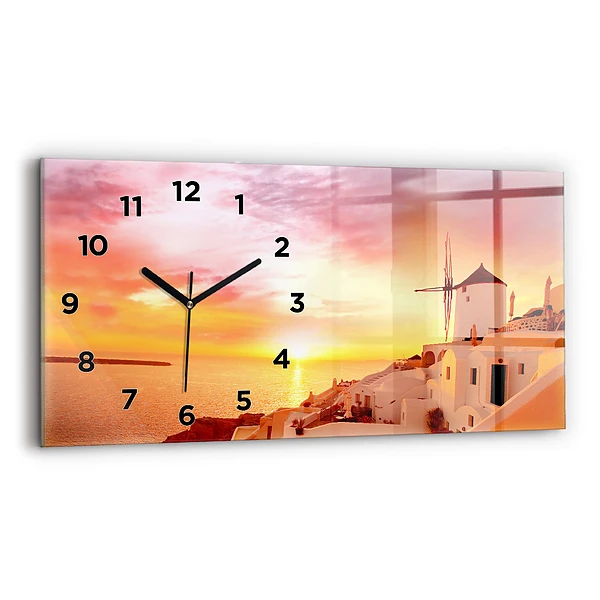 Horizontale Uhr mit motiv Alte Windmühle in Santorini