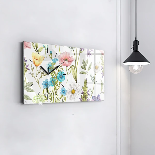Horizontale Uhr mit motiv Komposition von Blumen