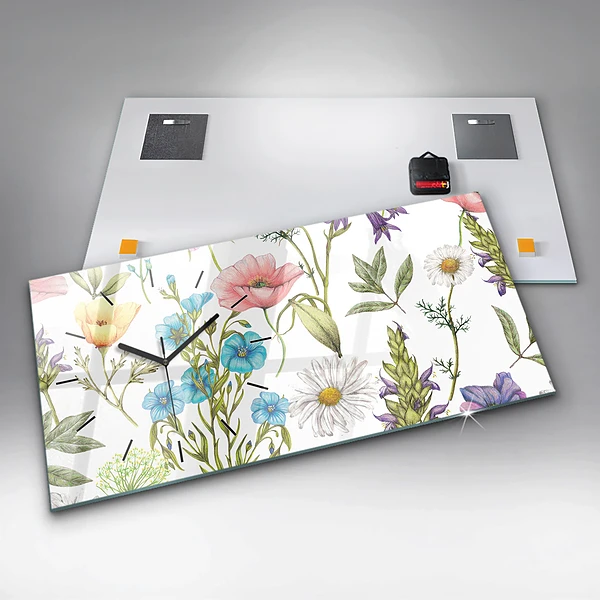Horizontale Uhr mit motiv Komposition von Blumen