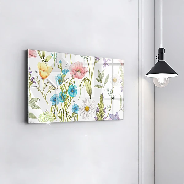 Horizontale Uhr mit motiv Komposition von Blumen