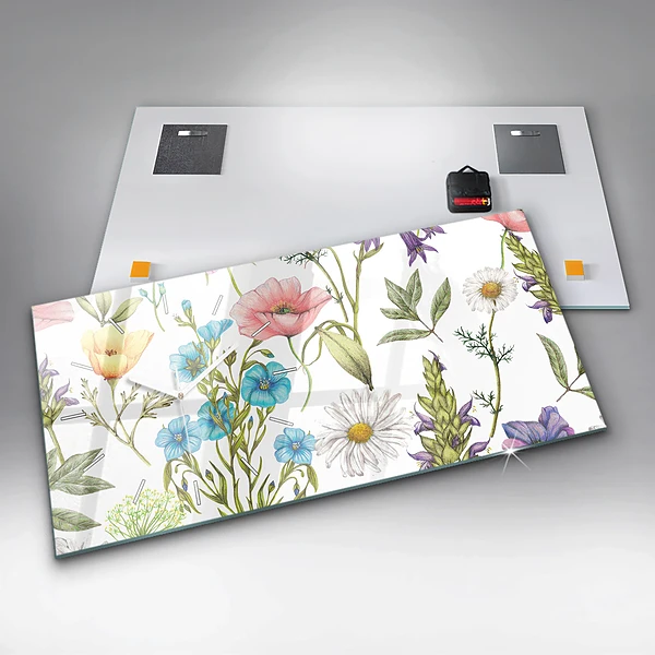 Horizontale Uhr mit motiv Komposition von Blumen