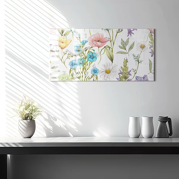 Horizontale Uhr mit motiv Komposition von Blumen