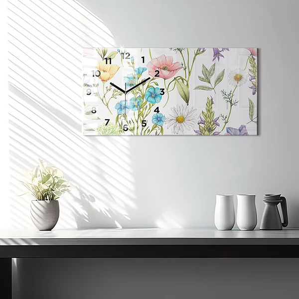 Horizontale Uhr mit motiv Komposition von Blumen