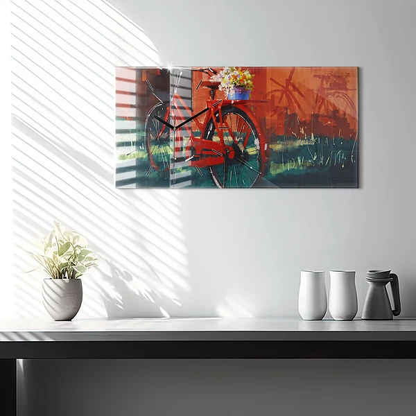 Horizontale Uhr Gemaltes Fahrrad