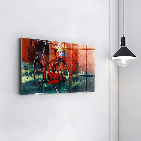 Horizontale Uhr Gemaltes Fahrrad